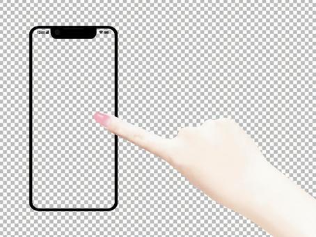 Image of touching a smartphone / PSD full transparency Image of touching a smartphone / PSD full transparency