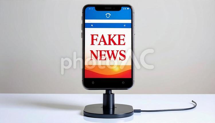インターネットに流れるフェイクニュース スマホ,ニュース,日本の写真素材