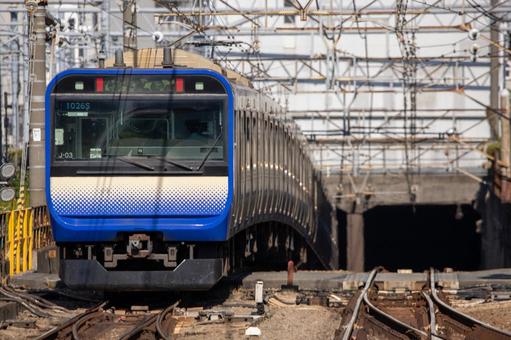 横須賀線の電車 横須賀線,電車,列車の写真素材