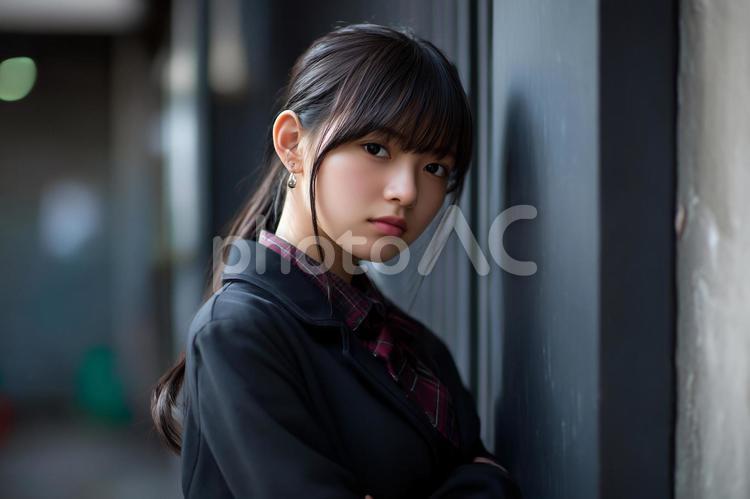黒をテーマにした若い女性 女性,黒,ダークの写真素材