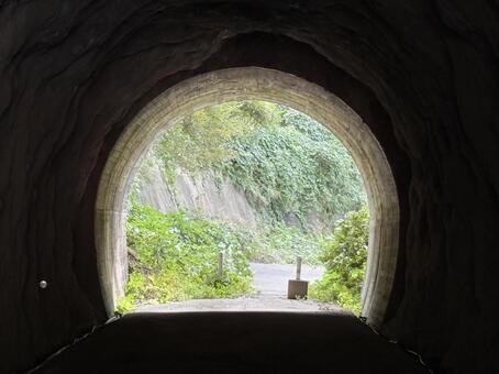 通行止めのトンネルを覗く トンネル,通行止め,危険の写真素材
