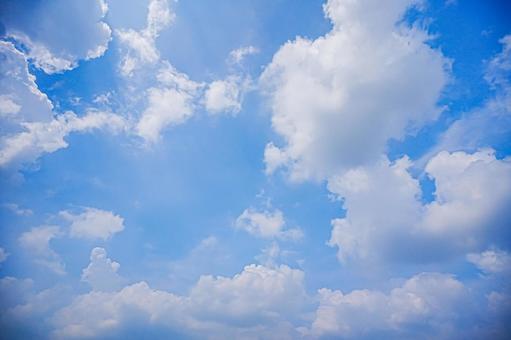 Photo, midsummer, blue sky, white cloud, 