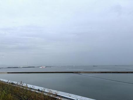 舞洲沖沿い 大阪万博,舞洲,海辺の写真素材