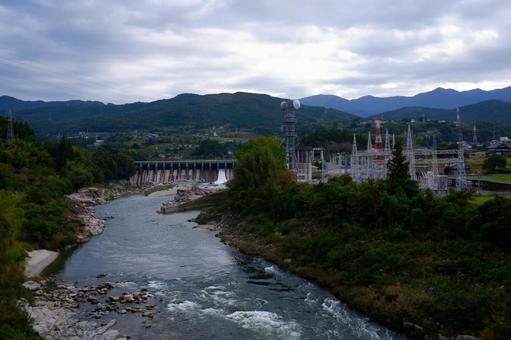 落合ダム 落合ダム,ダム,木曽川の写真素材