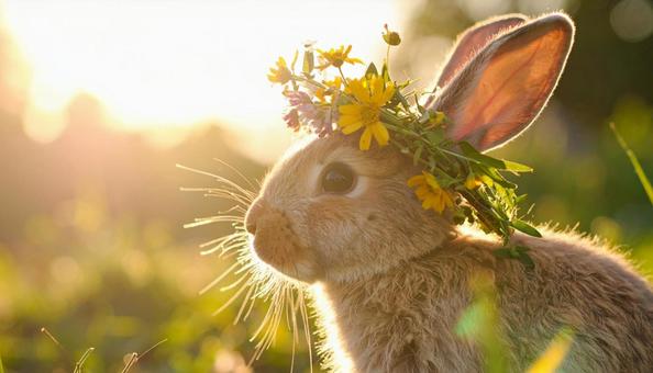 野原のウサギの写真