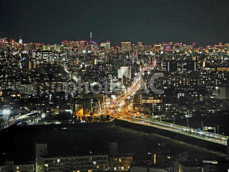 夜景　川崎市役所　展望ロビー　北側 建物,神奈川県,川崎市の写真素材