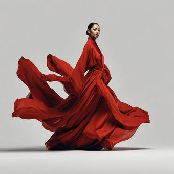 赤い衣装をまとった女性 赤い衣装をまとった女性の写真