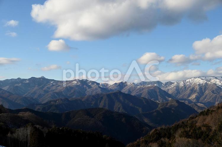 栃木県　１月日光の山並み 空,旅,屋外での写真素材