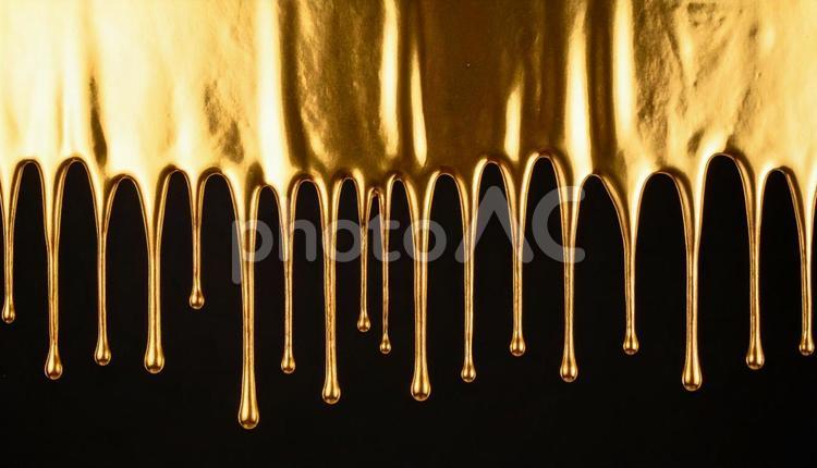 垂れているゴールドの液体 黄金,ゴールデン,テクスチャの写真素材