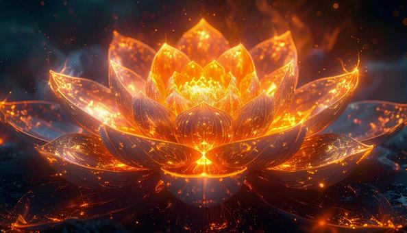 黄金の炎に包まれた蓮の花の写真