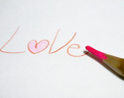LOVE and heart written with colored pencils, JPG LOVE and heart written with colored pencils, JPG