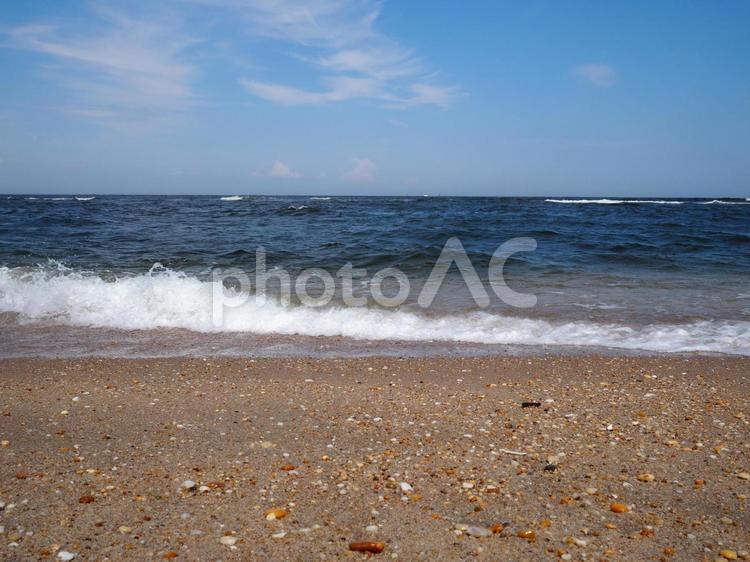 アメリカサンディフックビーチの波打ち際 波打ち際,ビーチ,リゾートの写真素材