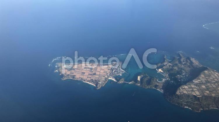 空から見た伊計島 ビーチ,海,沖縄の写真素材