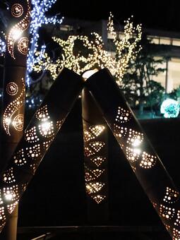 イルミネーション　竹灯り イルミネーション,竹灯り,明かりの写真素材