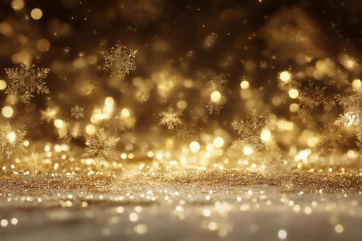 豪華な金の雪と光のクリスマス背景素材 豪華な金の雪と光のクリスマス背景素材の写真