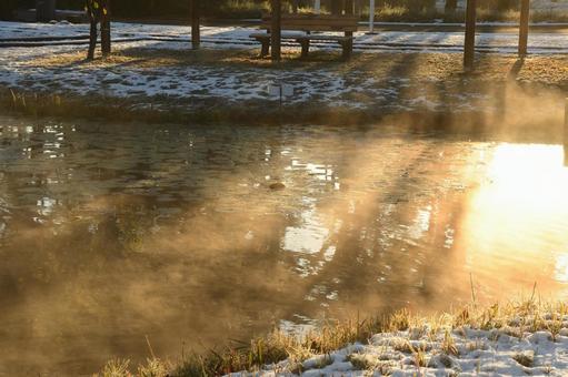 田舎の雪景色の写真