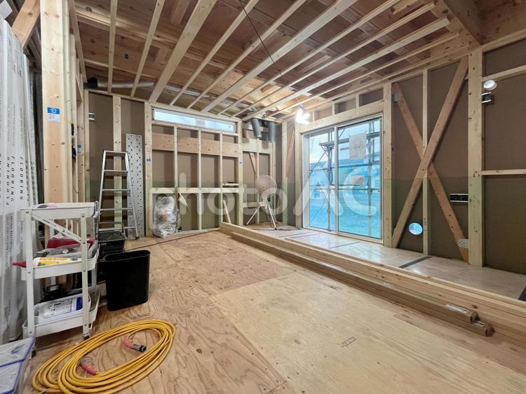 戸建て住宅の建築工事現場01 新築,新築戸建て,建設現場の写真素材
