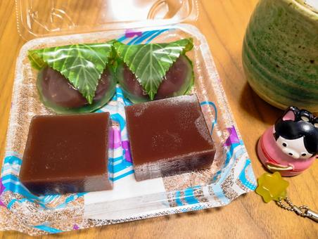 水菓子セット 水菓子セット 羊羹,水羊羹,水まんじゅうの写真素材