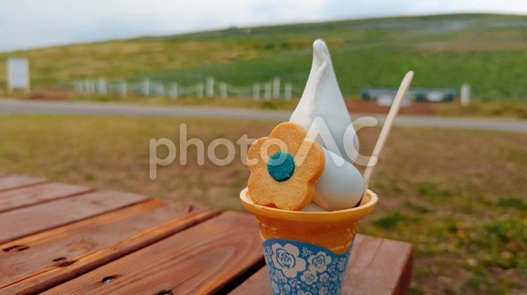 ネモフィラのソフトクリーム ネモフィラ,ソフトクリーム,アイスの写真素材