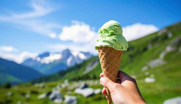牧場のしぼりたて抹茶ソフトクリーム 牧場のしぼりたて抹茶ソフトクリームの写真