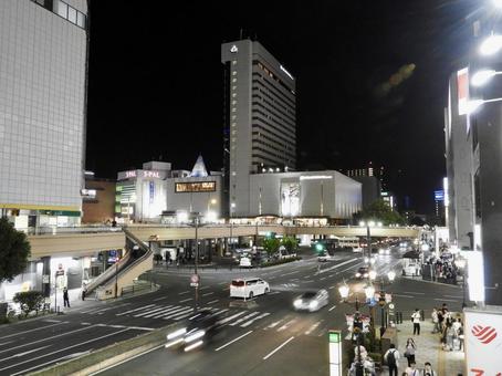 Sendai City Bus Terminal intersection at night 2, JPG