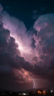 真夜中の激しい雷雲 真夜中の激しい雷雲の写真