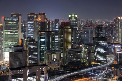 梅田スカイビルから大阪キタエリアの夜景 梅田スカイビルから大阪キタエリアの夜景 大阪,夜景,大阪夜景の写真素材