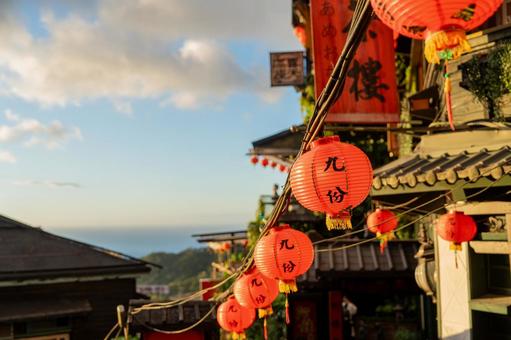 九份の赤い提灯 九份,台湾,台北の写真素材