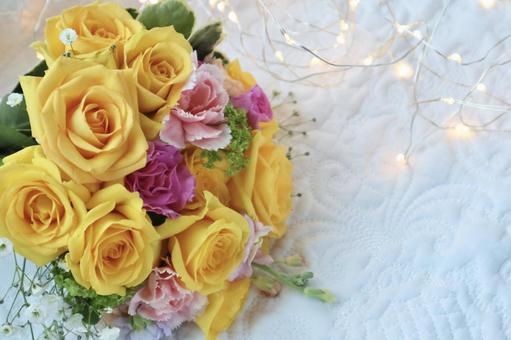 フェアリーライトと薔薇のメッセージカード フェアリーライトと薔薇のメッセージカード クリスマス,バラ,花の写真素材