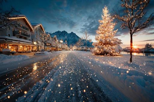 クリスマスツリーとイルミネーションの写真