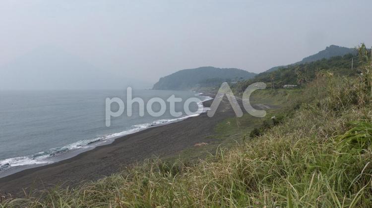 指宿の砂浜 旅情,浜辺,空の写真素材