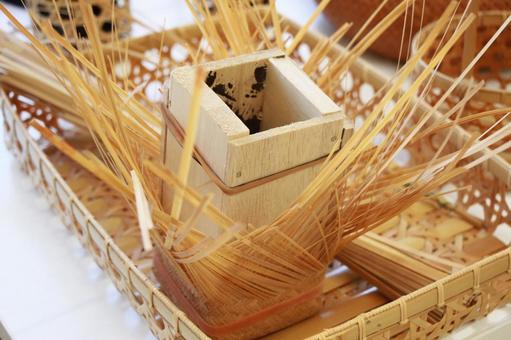 竹細工 竹細工,模様,網代編みの写真素材