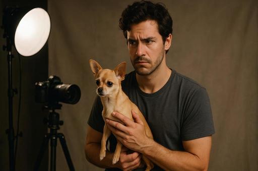 真剣な表情の犬撮影の写真