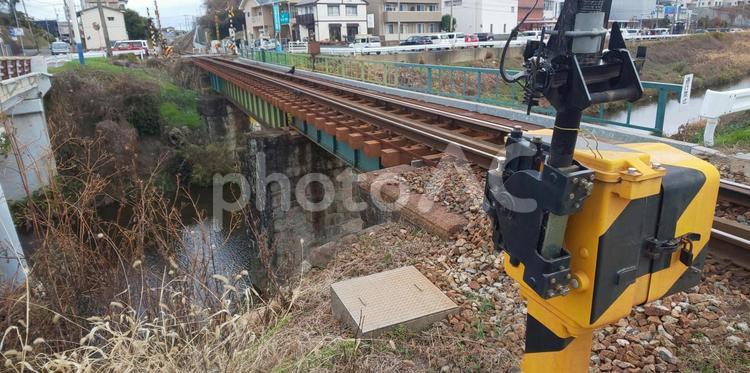 線路-福岡県 宇美町 線路,遮断機,地方の写真素材
