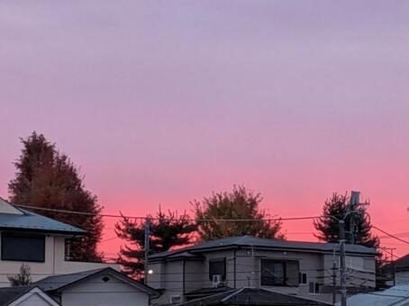 朝焼けの空 朝焼け,空,不思議の写真素材