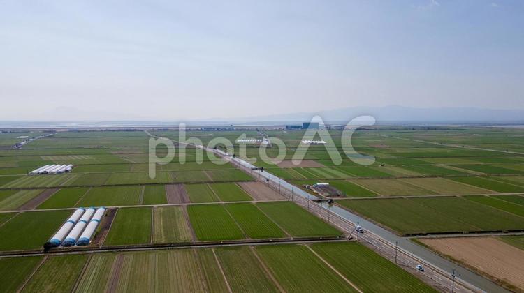 佐賀県佐賀市の風景　ドローン空撮 佐賀,佐賀県,空撮の写真素材