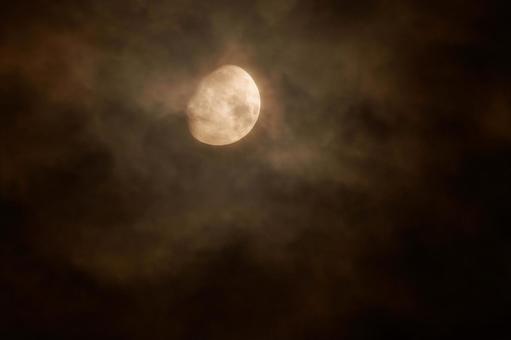 薄雲の中から顔を出す上弦の月 薄雲の中から顔を出す上弦の月 月,夜,空の写真素材