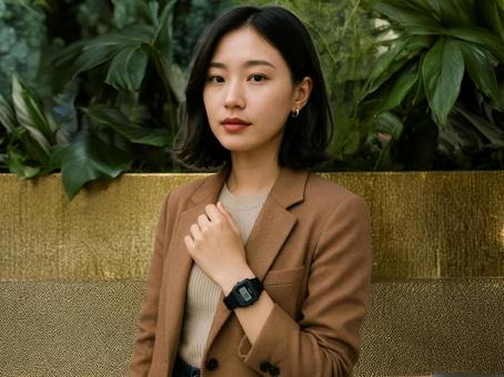 カメラ目線の女性の写真