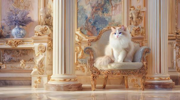 豪華な椅子と猫 豪華な椅子と猫の写真