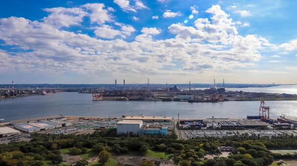 千葉ポートタワーから見る京葉工業地帯 京葉工業地帯,工場,千葉港の写真素材