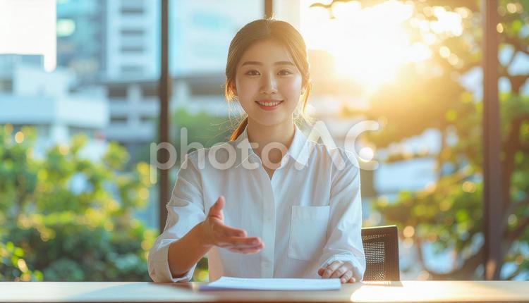 商談風景　顧客に提案する女性会社員 ビジネスウーマン,女性,セールスの写真素材