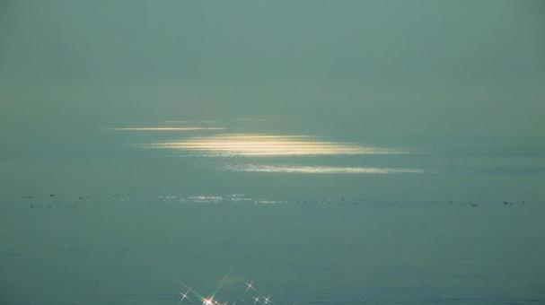 朝日で輝く晩夏の熱海の海 朝日で輝く晩夏の熱海の海の写真