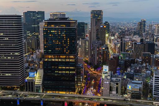 都市夜景 都市夜景 ステーションワン,淀屋橋,大阪の写真素材