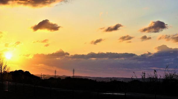 美しい冬の夕焼。 美しい冬の夕焼。の写真
