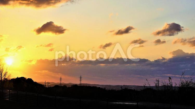 美しい冬の夕焼。 自然,夕焼,冬の写真素材