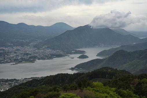 山梨県河口湖周辺の街並み 河口湖町,河口,勝山の写真素材