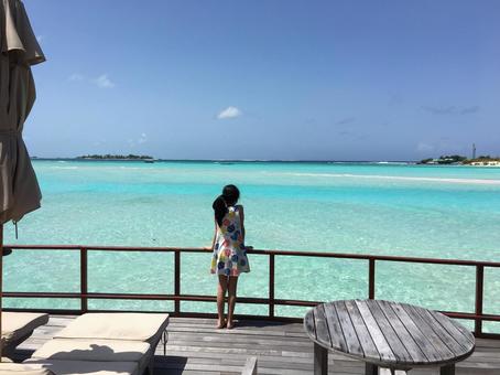 美しい海 美しい海 海,青空,モルディブの写真素材