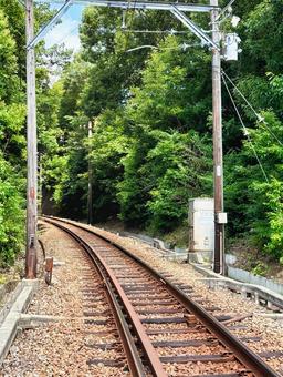 線路（単線） 線路,単線,神戸電鉄の写真素材