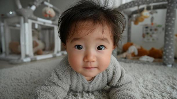 子供部屋でハイハイする赤ちゃん 04の写真