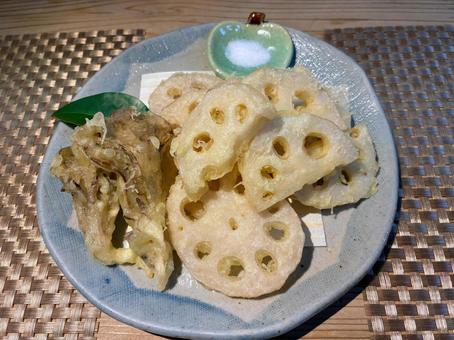 レンコンの天ぷら レンコン,天ぷら,晩秋の写真素材
